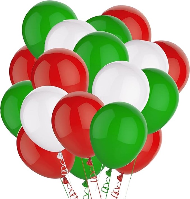 120pcs Christmas Party Balloon 12 Inch White Red and Green Latex Christmas design Balloons for Merry Christmas party Outdoor,Indoor decoration