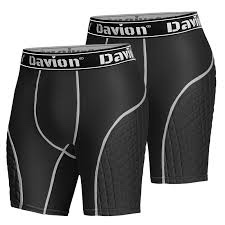 (Size XL) Davion Compression Shorts Men with Cup Pocket,Baseball Sliding Shorts for Men Football Biking Running?Black/White-XL?