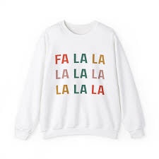 (Large) FALALA Crew Neck Sweatshirt Christmas Hand Sewn into Great Gift 