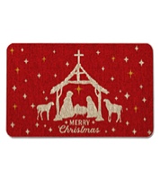 QIONG MENG Christmas Rug Nativity Religious Bathroom Rugs Red Christmas Decorative Bath Mat Xmas