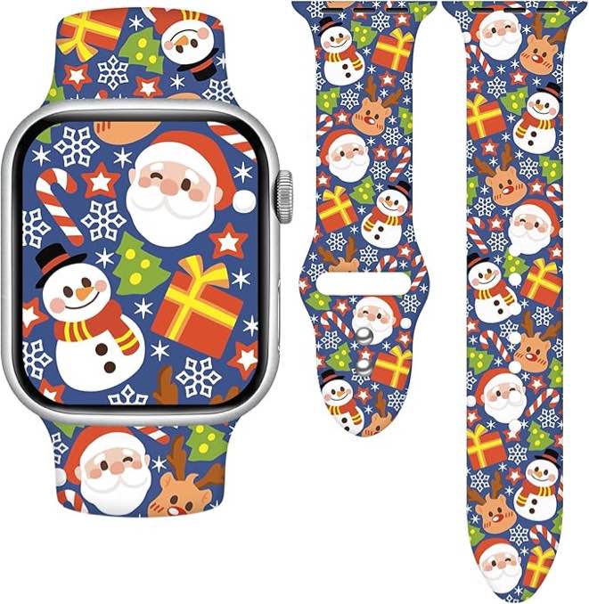 Holidays Watch Band Compatible with Apple Watch Series 10 9 8 7 6 5 4 3 Ultra SE for Women Men, Stylish Funny Xmas Printed Replacement Strap for iWatch 38mm 40mm 41mm 42mm 44mm 45mm 46mm 49mm