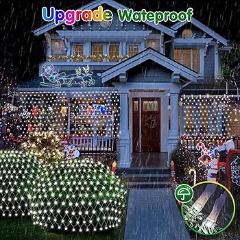 2 Pack Christmas Net Lights Total 240LED Net Lights with Battery Operated 5FT x3.3FT Mesh Light IP44