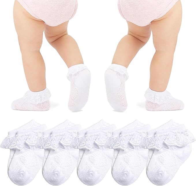 Baby Girl Lace Socks Eyelet Ruffle Socks 2/3/5/6 Pairs Princess Dress Socks Newborn Infant Toddler