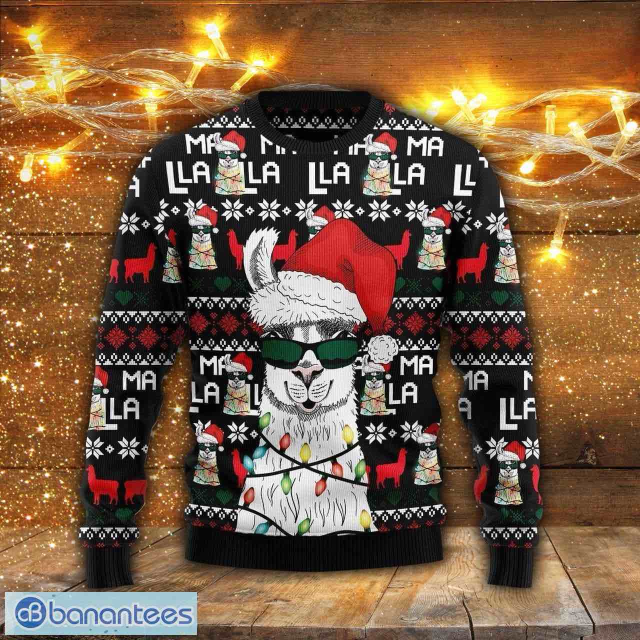 (Size S) Festive Llama Ugly Christmas Sweater