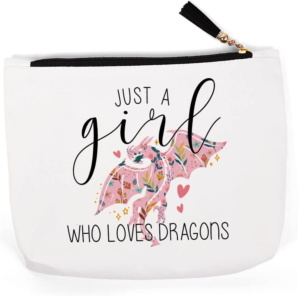 Dragon Gifts for Dragon Lovers, Dragon Stuff Merch Decor, Dragon Gifts for Women Women, Christmas Birthday for Dragon Lovers, Crazy Dragon Makeup Bag ?Just A Women Who Loves Dragons