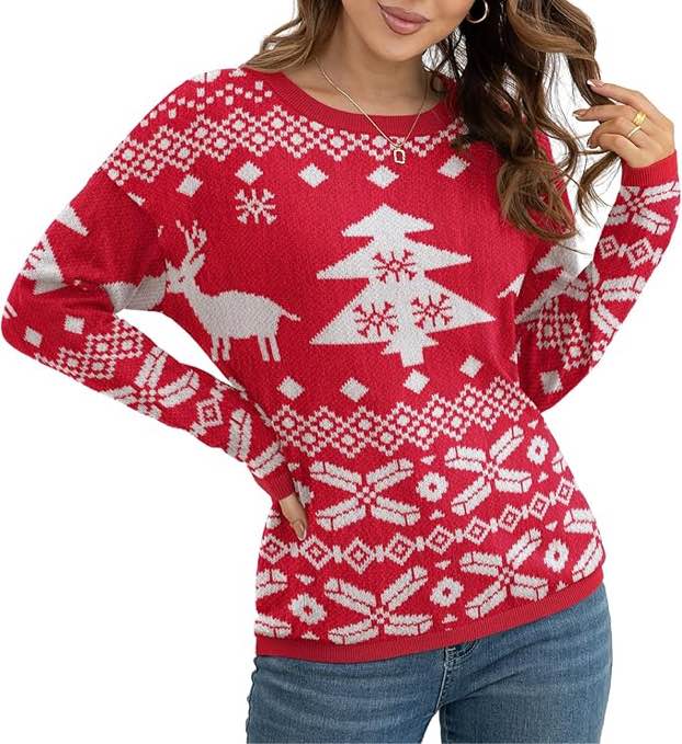 Sweaters Long Sleeve Print Knitted Crew Neck Sweater Tops 