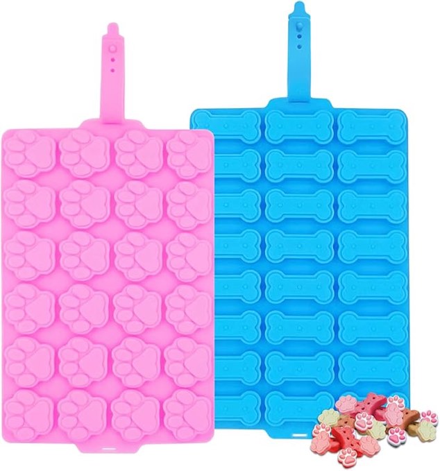 2 Pcs Big Silicone Molds Puppy Dog Paw and Bone for Chocolate, Fondant, Candy, Biscuits, Cookie, Jelly And Dog Training Commands Concept