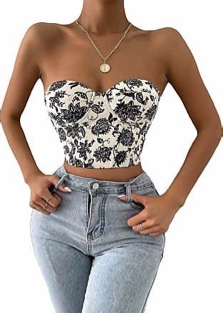 Floral Tank Crop Corset Top Bustier Cami Top 