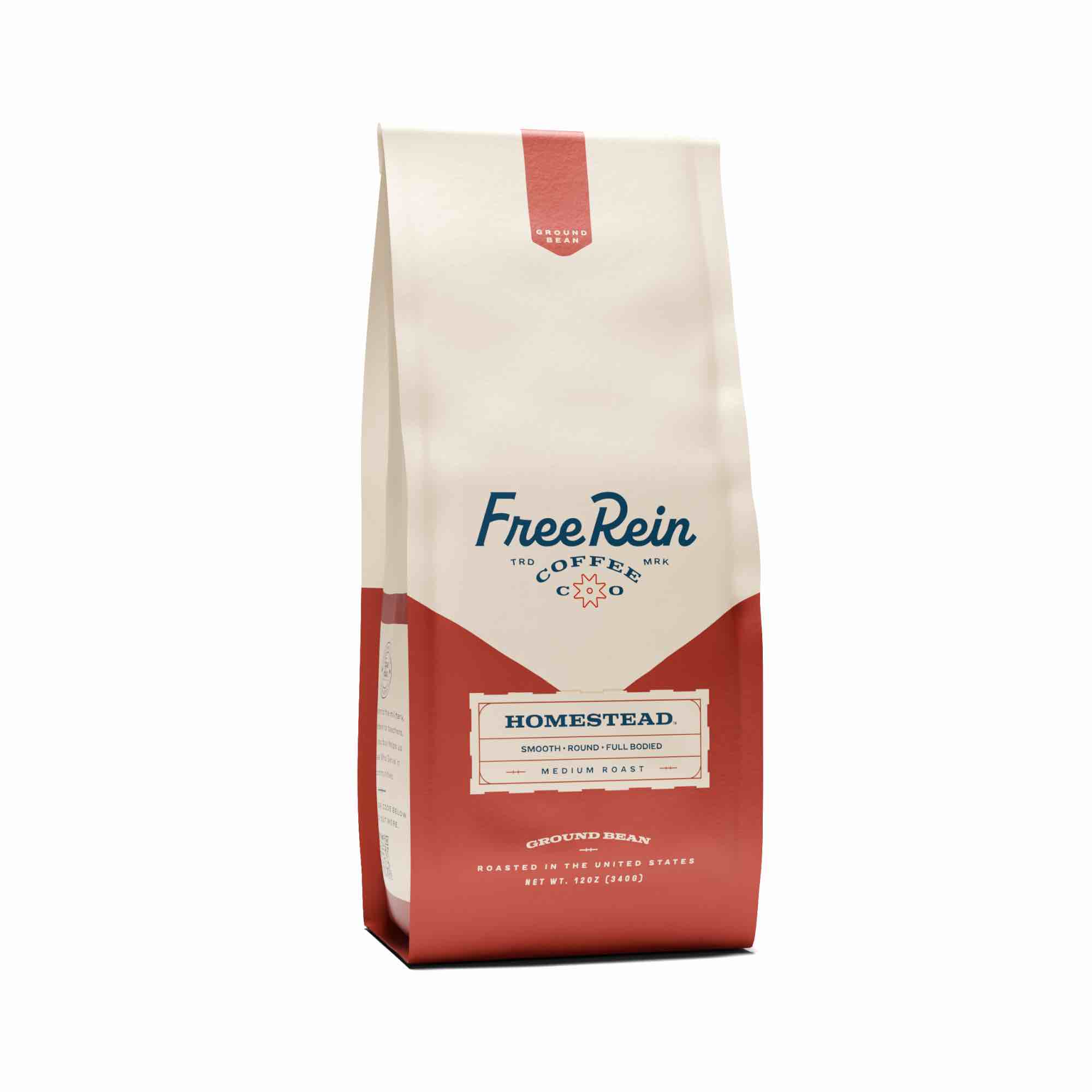 FREE REIN COFFEE CO Homestead Medium Roast, Ground Bean (12oz) — BEST BY: 07/29/2025