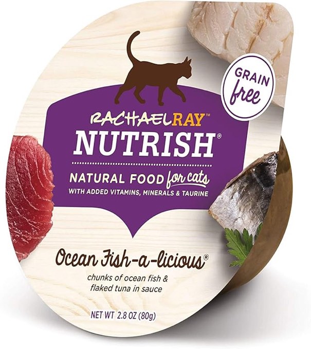 Rachael Ray Nutrish Natural Wet Cat Food, Ocean Fish-A-Licious Recipe, 2.8 Ounce Cup (Pack of 12), Grain Free 