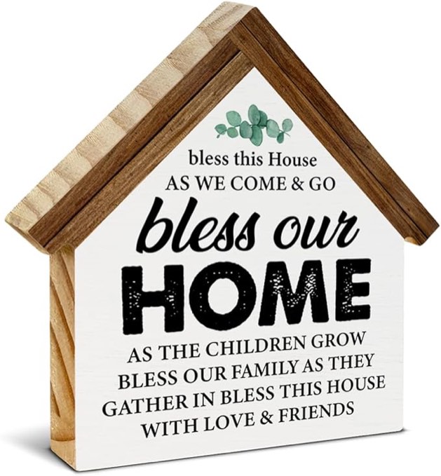 Family Sign One Day When My Children Are Grown Wood Block Sign Home Decor Family House Shape Wooden Sign Desk Shelf Decoration 12