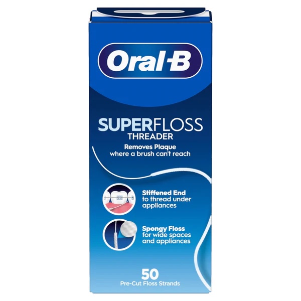 Oral-B Superfloss Dental Floss -Ideal for Braces, Bridges & Implants - Prefabricated Threads for Easy Application - Floss for Hard to Reach Areas