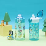 zak designs bluey sage kids water bottle for school or travel, 16oz durable plastic water bottle wit