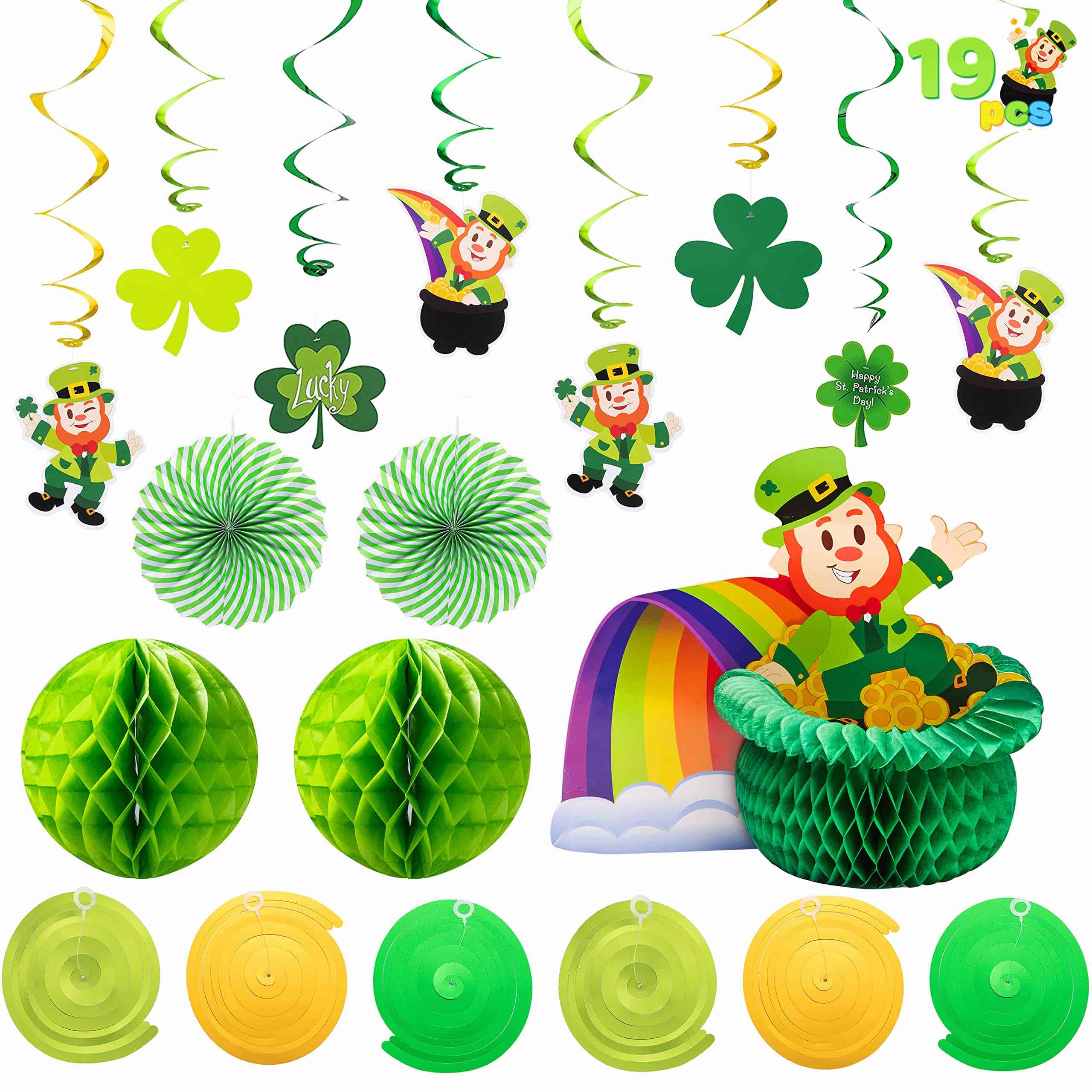 Joyin St. Patrick's Day Colorful Foil Hanging Swirls With Lucky Irish Green