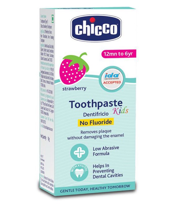 Chicco Light Blue Toothbrush 6 36M With Strawberry Toothpaste 12M+ Kid