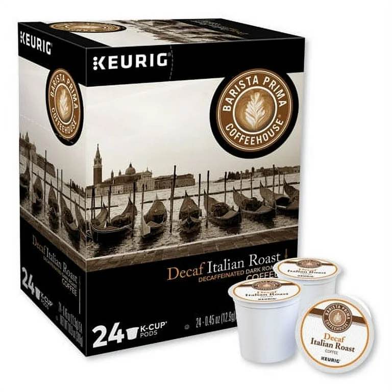 Barista Prima Italian Roast Decaf K-Cup Coffee Pods, 24 Count For Keurig Coffee Makers