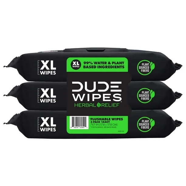 dude wipes - flushable wipes - 1 pack, 48 wipes - unscented extra-adult wet wipes - vitamin-e & aloe