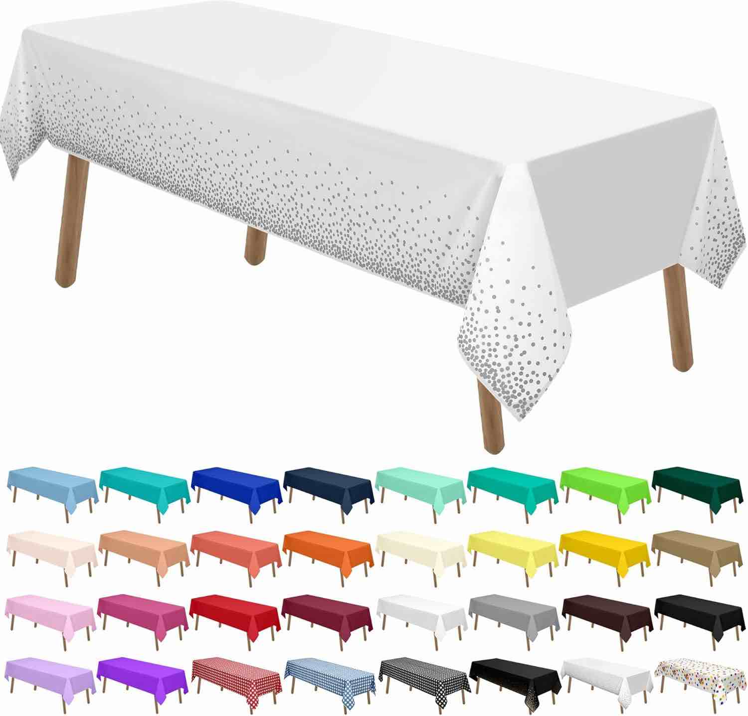 Polka Dots Plastic Table Covers Tablecloths Rectangular Size 108" x 54"