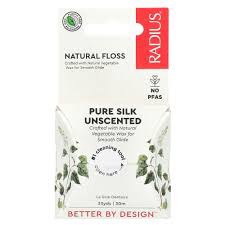 RADIUS Dental Floss, Natural Floss, Unscented Silk, 33 Yards, Compostable & Non-Toxic Oral Care Designed to Help Fight Plaque