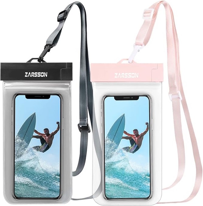 ZARSSON IPX8 Waterproof Phone Pouch/Case, 2 Pack Universal TPU Cell Phone Dry Bag Underwater Protect