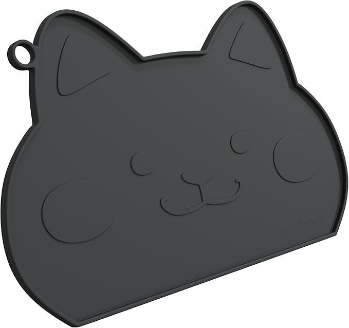 (Gray 12x20) Bikabpet Cat Food Mats for Indoor Cats?Cat Matt for Food and Water?Kitty Food Mats for Floor,Silicone Pet Feeding Mat for Floor Non-Slip Waterproof(Gray, 12x20)