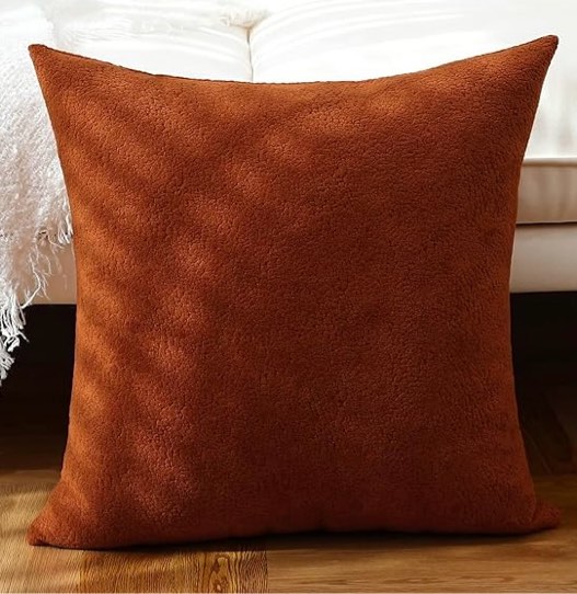 Jeneoo Rust Decorative Cozy Throw Pillow Covers Soft Chenille Square Couch Cushion Case for Home Sofa Decor (Set of 1, 26 x 26 Inches)