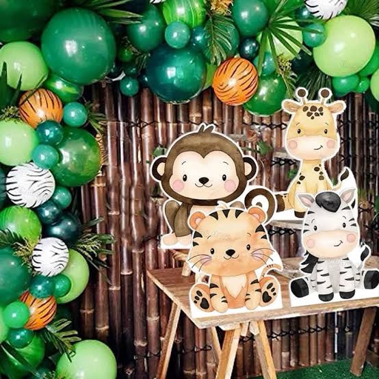 Sonwyoung 6 Pcs Large Safari Animal Cutouts 11 x 15 Inches Giraffe Monkey Shape Woodland Animals Stand Up Foam Board Jungle Themed Centerpieces for Safari Theme Baby Shower Birthday Party