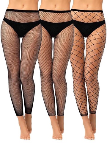 Pareberry Women's 3 Pairs Footless Fishnet Stockings High Waisted Pantyhose Mesh Wide Tights