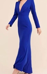 (Small) Blue V Neck Maxi Dress