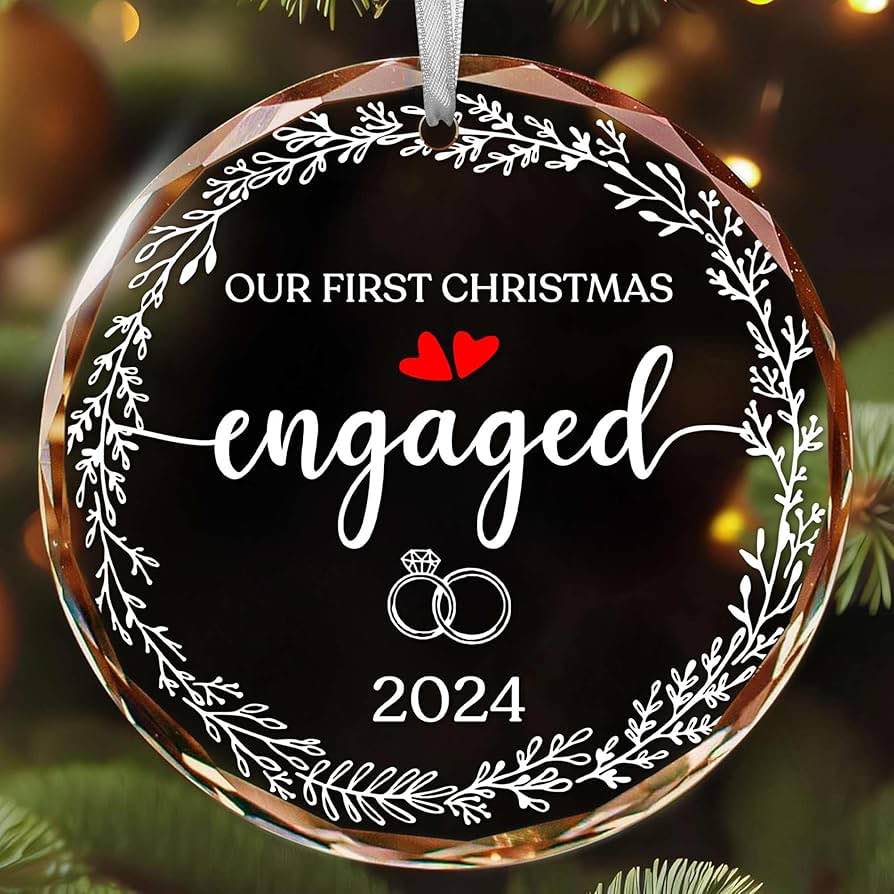 first christmas engaged ornament 2024, engagement gifts for couples, engagement gifts for women, wedding gifts for couples unique 2024, engaged christmas, christmas ornament