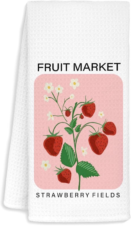 Jvpke Strawberry Kitchen Dish Towels - Pink Strawberry Kitchen Decor,Strawberry Hand Towels,Strawberry Dish Tea Towels 16×24 Inch,Strawberry Party Decorations,Strawberry Gifts for Women, Strawberries