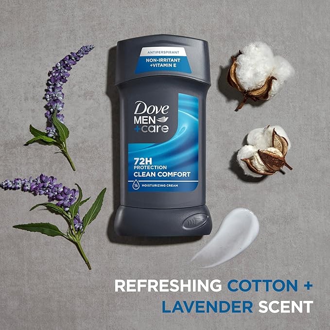Dove Men+Care Antiperspirant Deodorant Stick Clean Comfort Twin Pack 72-Hour Sweat & Odor Protection Antiperspirant for Men With 1/4 Moisturizing Cream 2.7 oz