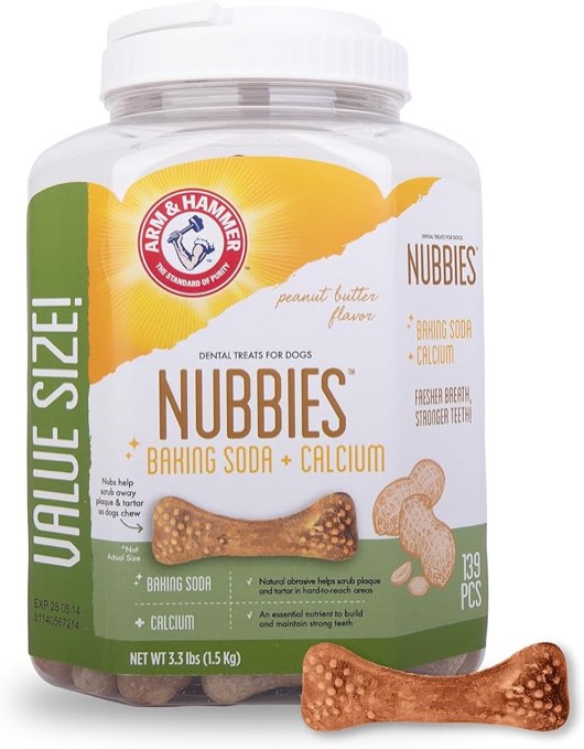 arm & hammer for pets nubbies dental treats for dogs from arm and hammer - dog dental chews fight bad dog breath, plaque & tartar-dog dental care, 139 count(pack of 1)
