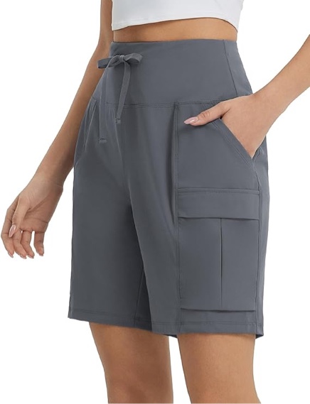 (Size XL) baleaf Women's 7" Hiking Shorts High Waist Water Resistant Quick Dry Lightweight Zip Pockets Workout Athletic Shorts Travel 