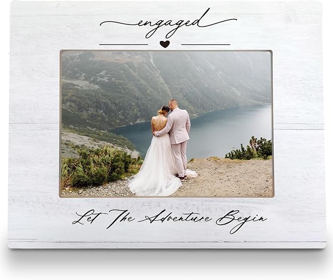 Engagement Picture Frame 8x10, Engagement Gifts for Newly Couple, Wedding Picture Frame, Engagement Picture Frames, Wedding Gifts for Couples, Engaged Let The Adventure Begin Photo Frame 5x7