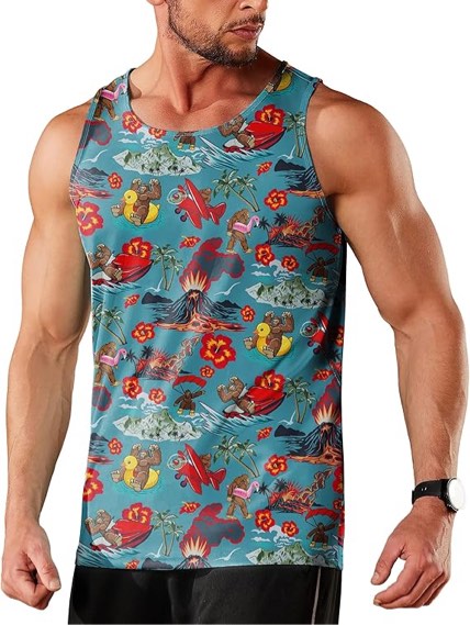 Funny Men's Tank Top Hawaiian Summer Beach Casual Fashion Print Tank Tops for Men Cool Gym Workout A