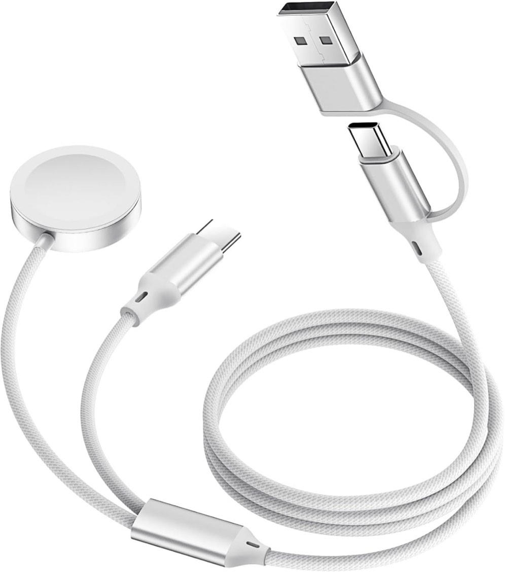 2025 upgraded for for apple watch charger,[usb a/c dual port cable][portable travel essentials]compatible with iphone 16/15,magnetic wireless charging for iwatch series ultra 2/se 2/10~1,[4ft]
