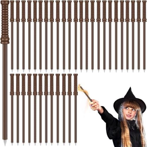 40 pcs light up magic wizard wands and glasses frame, perform school decor for halloween birthday gifts cosplay party costume senior band accessories(black,brown)