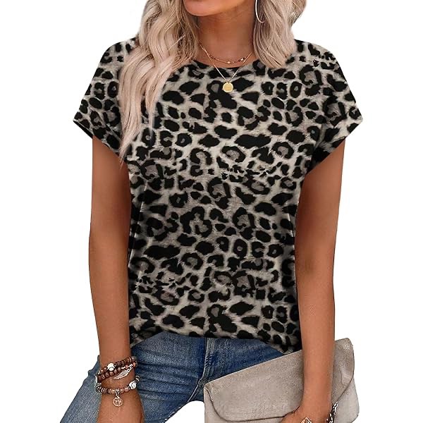 Womens Shirts Boho (2XL) Summer Tops Dresses Casual Blouses Cap Sleeve Womens Tank Tops  (Leopard)