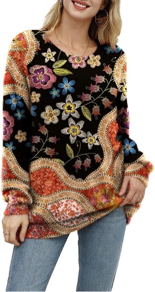 yesno women christmas sweater graphic printed oversized pullover sweaters casual loose knit tops s01 (medium)