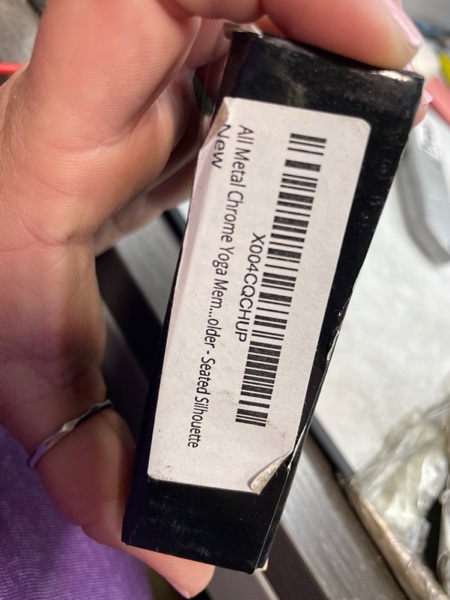 Condition photo showing Brand New for All Metal Chrome Yoga Memo/Card Holder - Seated Silhouette