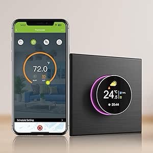 hombasing smart thermostat for electric baseboard and in-wall heaters compatible with alexa, google home, with voice & remote control, power monitor, easy setup, energy saving programmable thermostat