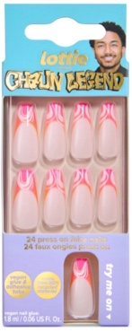 Lottie London x Chaun Legend Stay Press'd, Press on Nail Set, Neutral Nude Tips Coffin Shape, Nude Swings, 24 Nails