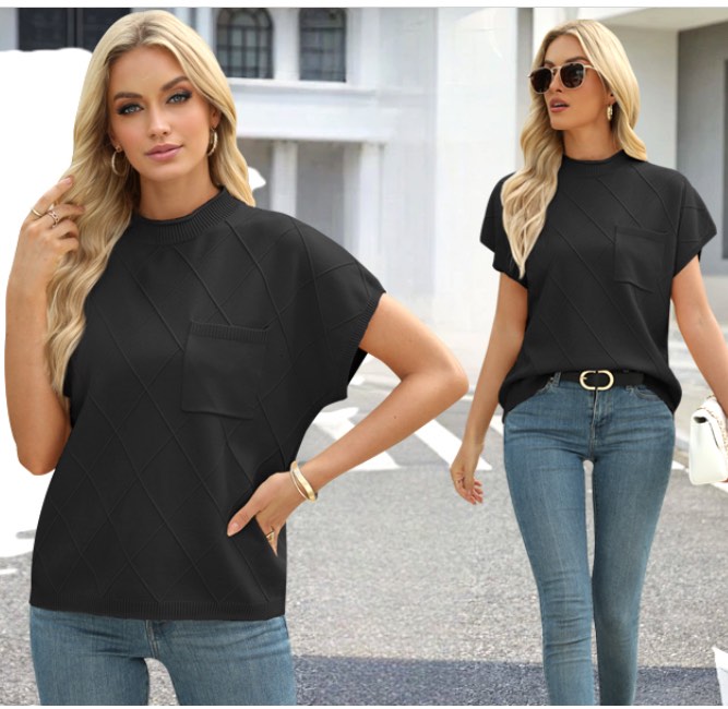 tanou womens sleeveless sweater vest mock neck sweater tank tops knit casual loose pullover with chest pocket black large