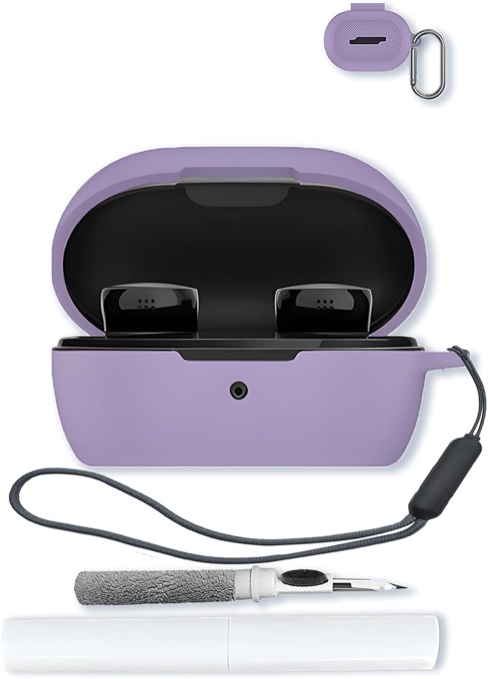 Case for Bose New QuietComfort Earbuds(2024) Soft Silicone Shockproof Protective Cover for Bose New QuietComfort Earbuds Case Cover with Carabiner & Cleaner Kit (Black)