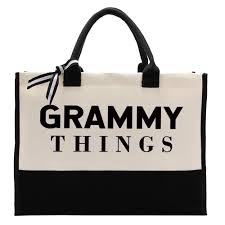 ZPPRJF Gift for Grammy Grandma Mom, Important Grammy Stuff Bag, Canvas Tote Bag Large, Canvas Bag Totes for Women, Grandma Birthday Gift Idea, Reusable Grocery Bags Shopping Bags Camping Bags, Medium