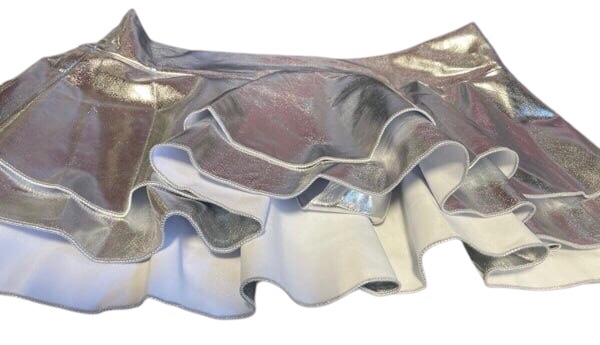Mini Skirt with ruffles metallic silver