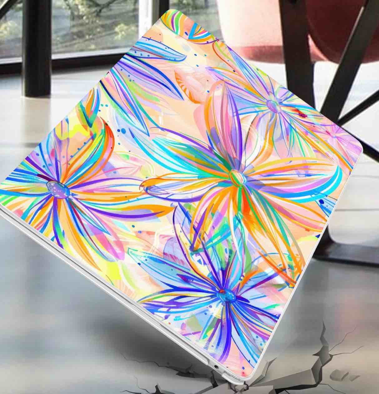 Mektron Case for 2025 iPad 11 inch (A16 Chip) 11th Gen Fit iPad 10th Gen10.9 inch 2022, Buit in Pencil Holder with Shockproof Cover Clear Shell + Trifold Stand + Auto Wake/Sleep, Watercolor FlowerC328