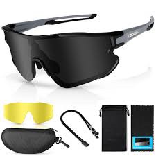 Odoland Cycling Sunglasses, Magnetic Lenses UV400 Polarized Sports Sunglasses for Baseball MTB Running Baseball Men Women