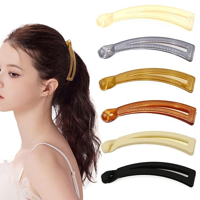 6 pack small banana hair clips for women non slip ponytail banana clip for thin fine hair